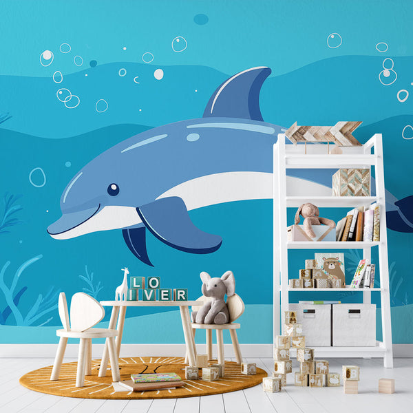 Dolphin Wallpaper | Stylized Dolphin in Turquoise Waters