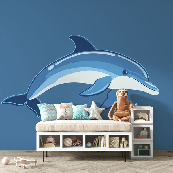 Dolphin Wallpaper | Stylized Dolphin on Azure Backdrop