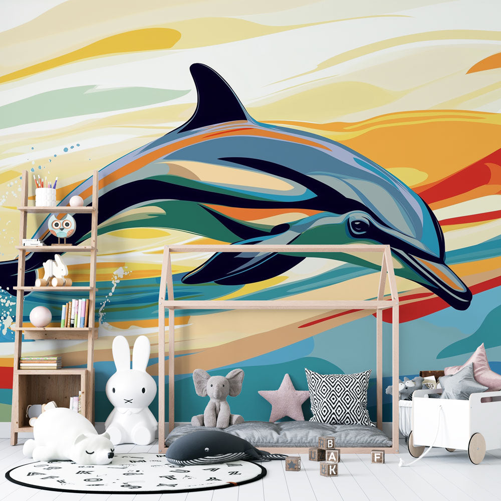 Dolphin Wallpaper | Vibrant Dolphin in Colorful Waters