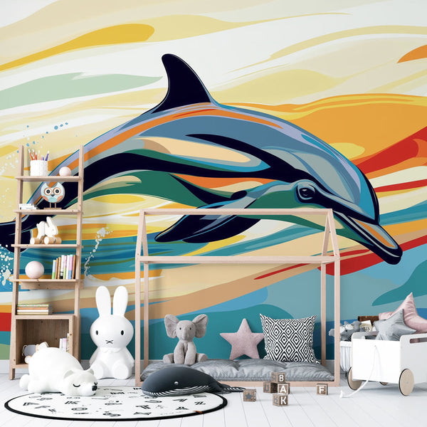 Dolphin Wallpaper | Vibrant Dolphin in Colorful Waters
