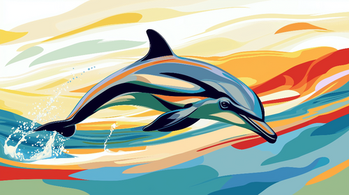 Dolphin Wallpaper | Vibrant Dolphin in Colorful Waters