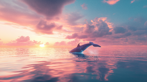 Dolphin Wallpaper | Pastel Sunset Leap Wall Mural