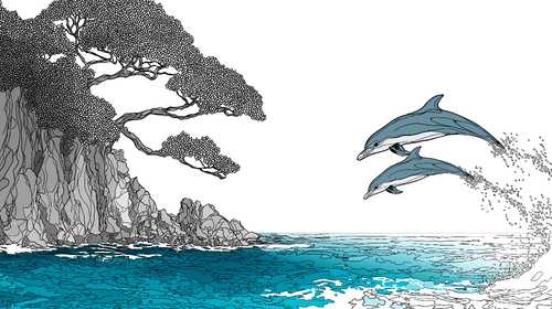 Dolphin Wallpaper | Two Dolphins Leaping Over Turquoise Waves