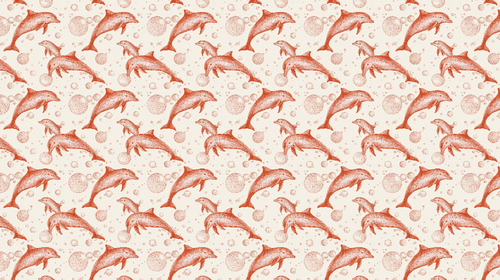 Dolphin and Bubble Wallpaper | Soft Coral Wall Mural