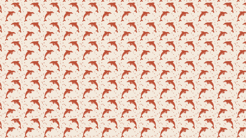 Dolphin Wallpaper | Coral Orange Cream Wall Mural