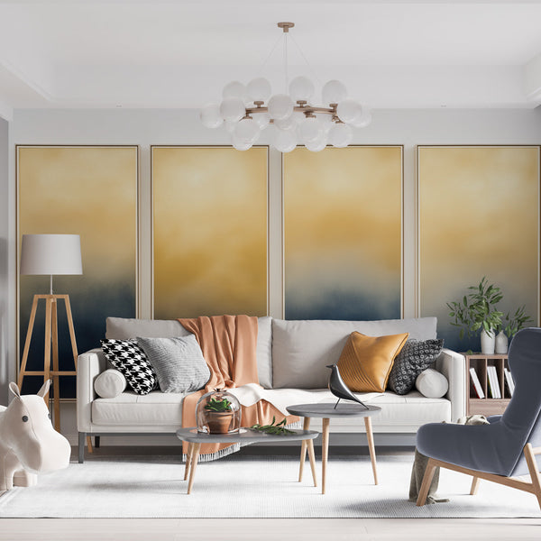 Gold Blue Gradient Wallpaper | Luxe Modern Wall Mural Decor