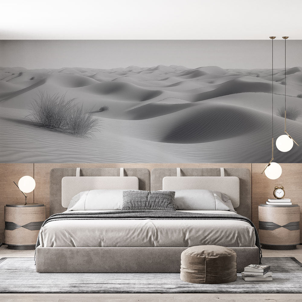 Sandy Desert Wallpaper | Dunes Vegetation Black White
