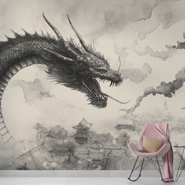 Majestic Dragon Cloudscape Wallpaper | Wall Mural
