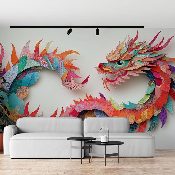 Multicolour Dragon Wallpaper | Elegant Wall Mural