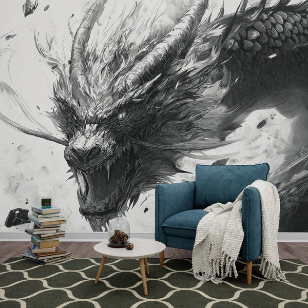 Fantasy Dragon Head Wallpaper | Mythic Wall Mural