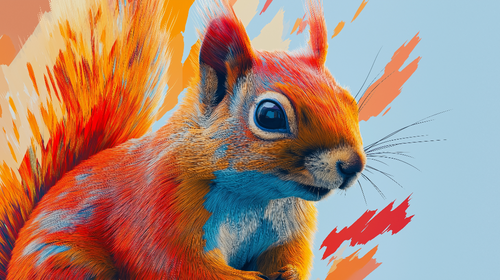 Artistic Squirrel Wallpaper | Modern Bright Wall Mural