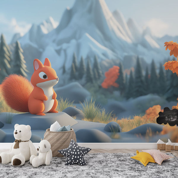 Colourful Squirrel Wallpaper | Vibrant Autumn Nature Wall Mural