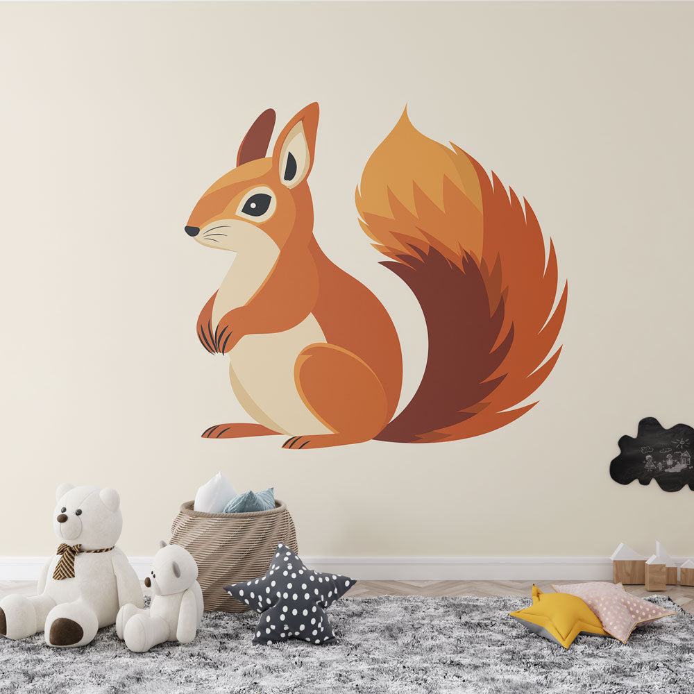 Squirrel Wallpaper | Cute Orange Squirrel on Pastel Wall Mural