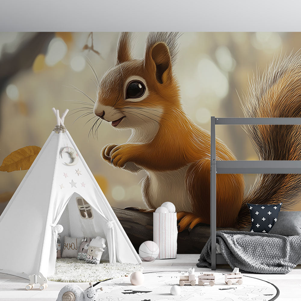 Squirrel Wallpaper | Cute Squirrel on Autumn Branch