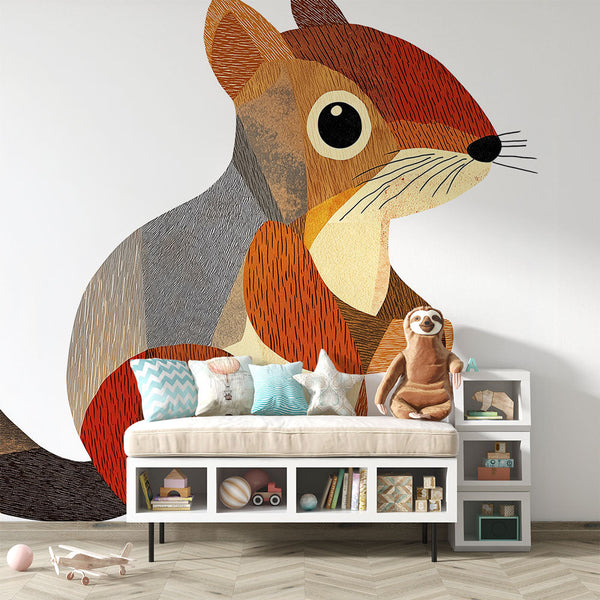 Squirrel Wallpaper | Stylized Squirrel in Warm Tones
