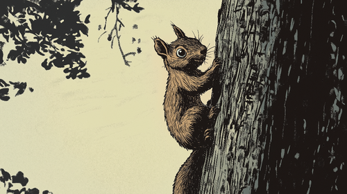 Artistic Squirrel Wallpaper | Cute Squirrel Climbing Tree Wall Mural