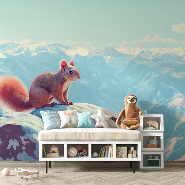 Mountain Squirrel Wallpaper | Alpine Landscape Wall Mural