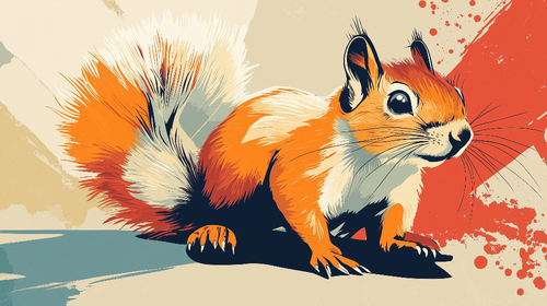Artistic Squirrel Wallpaper | Vibrant Abstract Wall Mural