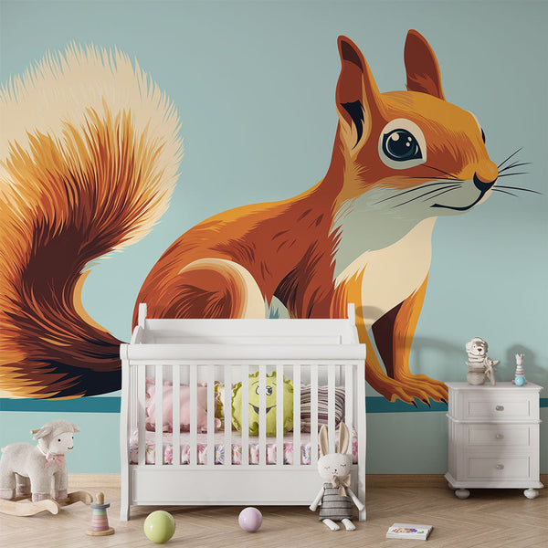Colourful Squirrel Wallpaper | Curious Squirrel Wall Mural