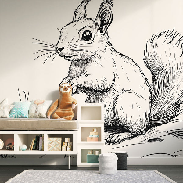 Cute Squirrel Wallpaper | Squirrel on Rock Natural Wall Mural