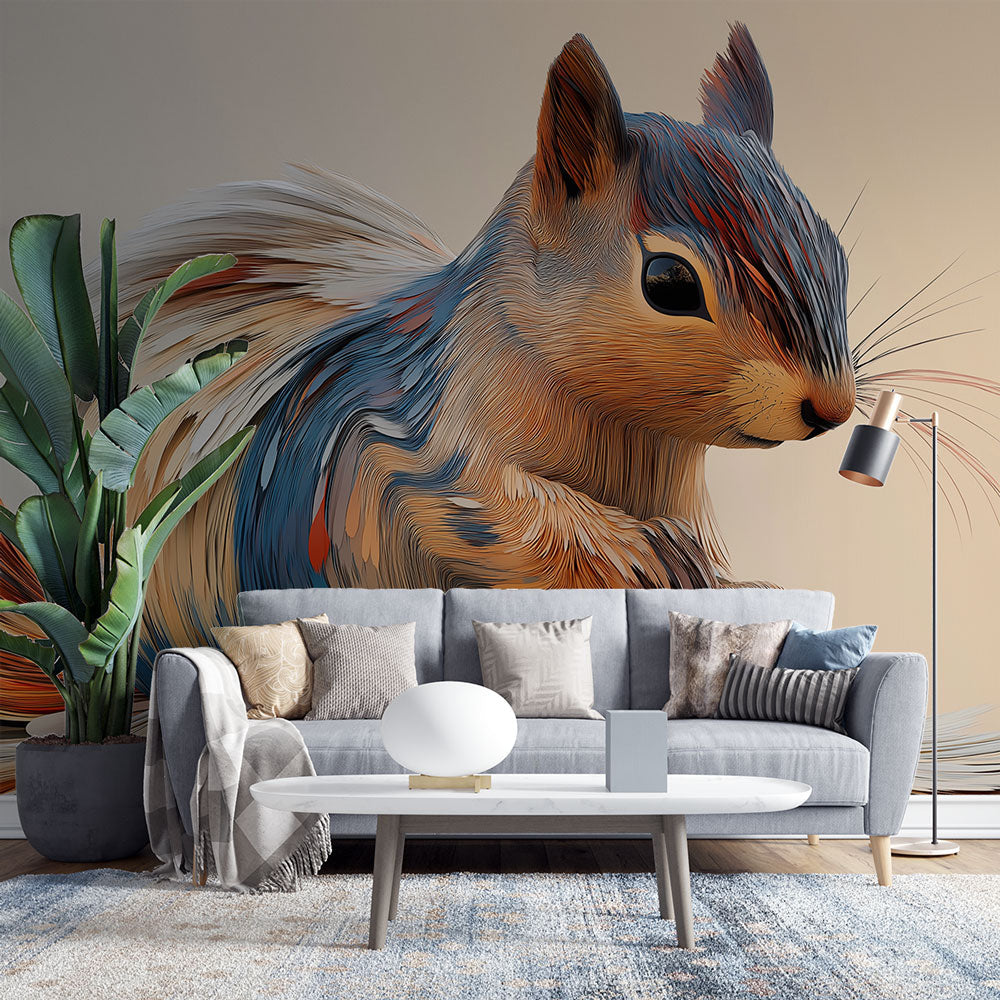 Stylised Squirrel Wallpaper | Artistic Motion Wall Mural