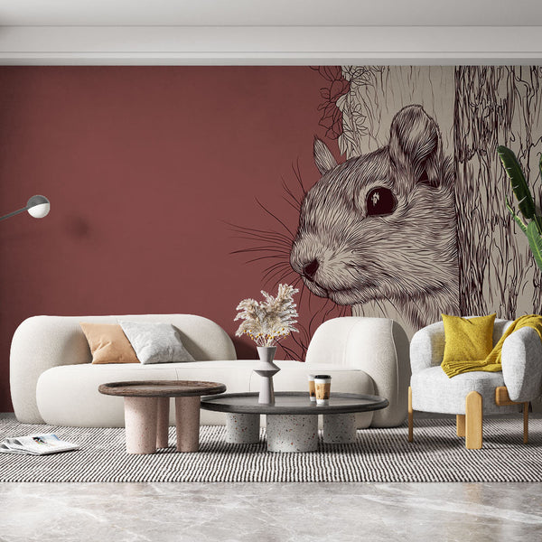 Squirrel Wallpaper | Playful Squirrel in a Rustic Tree Trunk