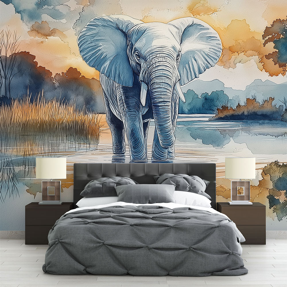 Watercolor Elephant Wallpaper | Elegance on Natural Background