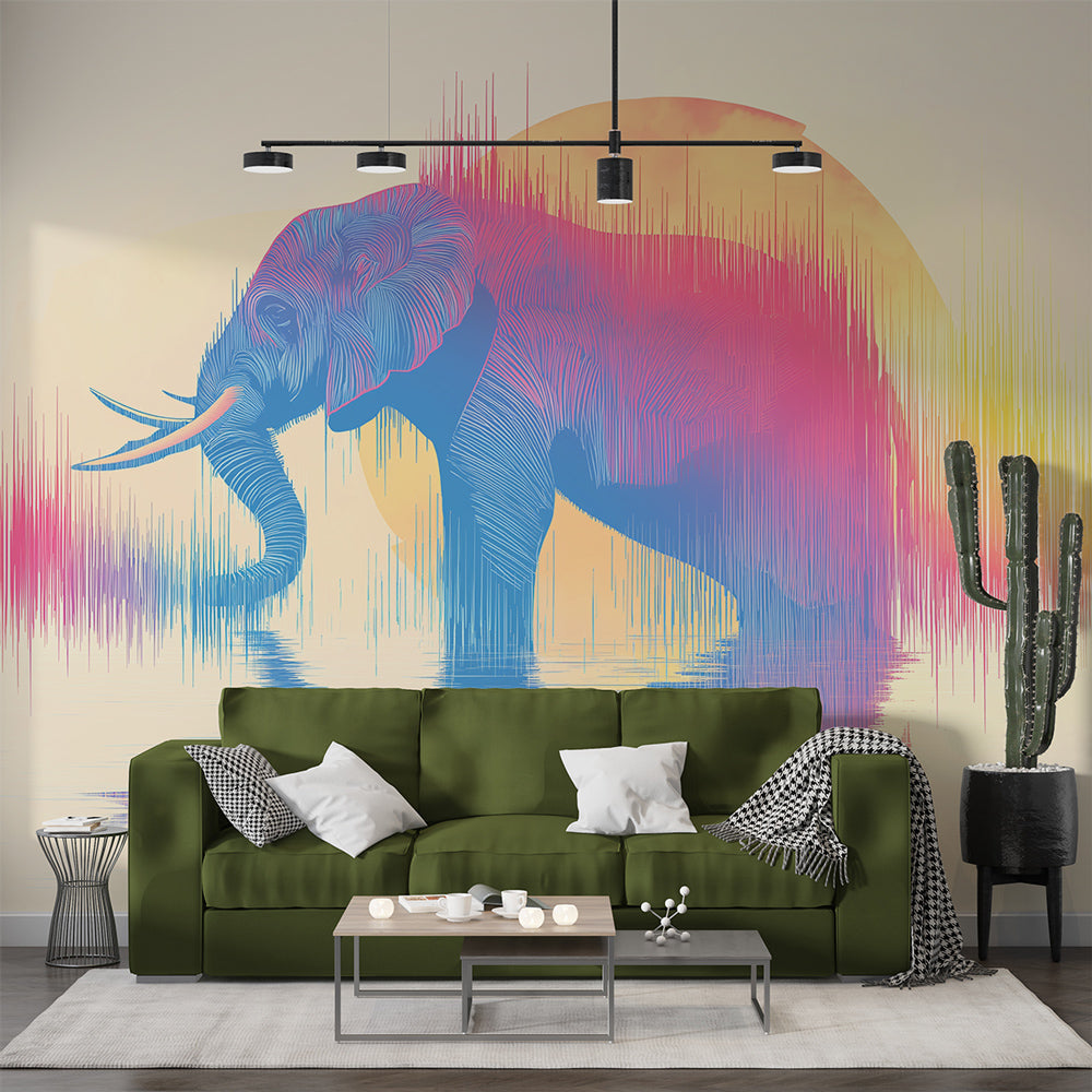 Artistic Elephant Wallpaper | Colorful Reflection Wall Mural