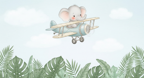 Aviator Elephant Wallpaper | Elephant Flying a Pastel Airplane