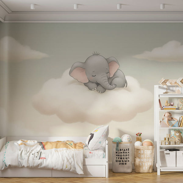 Elephant in the Clouds Wallpaper | Nursery Wall Mural