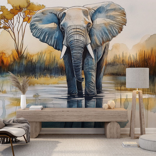 Elephant Wallpaper | Watercolor Elegance of Majestic Elephant
