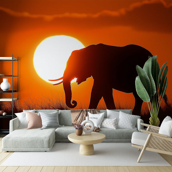 Elephant Wallpaper | Silhouette Elegance at Sunset