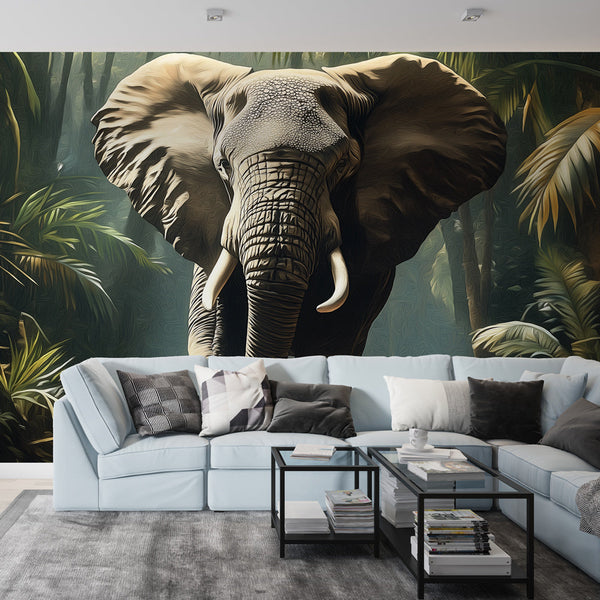 Elephant Wallpaper | Wild Elegance in Lush Jungle Setting
