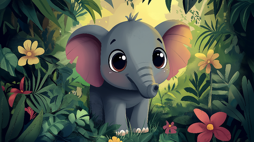 Elegant Elephant Wallpaper | Floral Jungle Wall Mural