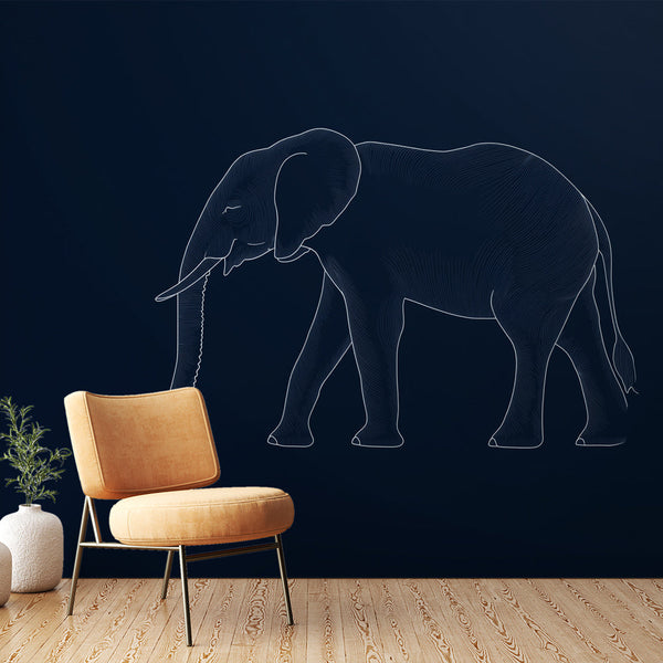 Elegant Elephant Wallpaper | Minimalist Pattern on Dark Wall Mural