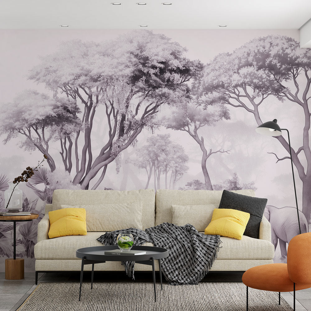 Elephant Wallpaper | Forest All in Pink