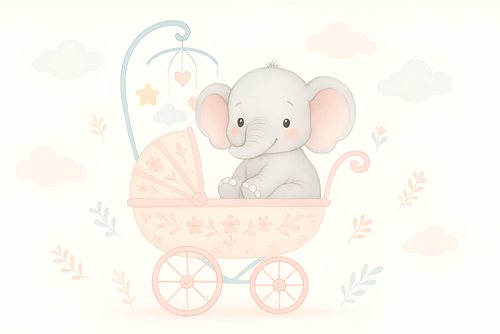 Cute Elephant Wallpaper | Baby Elephant, Clouds and Pastel Motifs