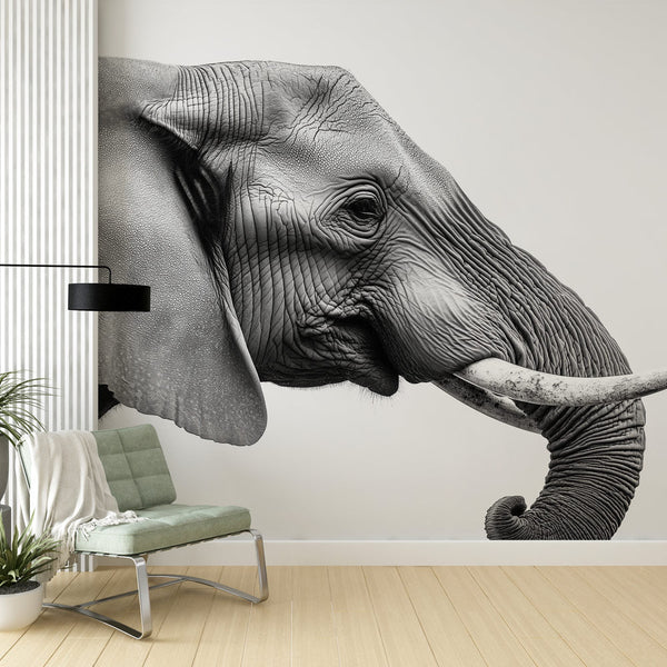 Elephant Portrait Wallpaper | Majestic Monochrome Mural