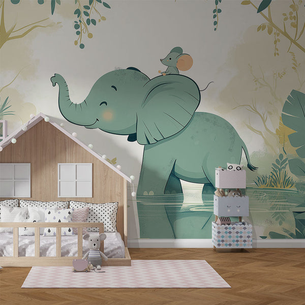Elephant and Mouse Wallpaper | Nature Wall Mural Decor