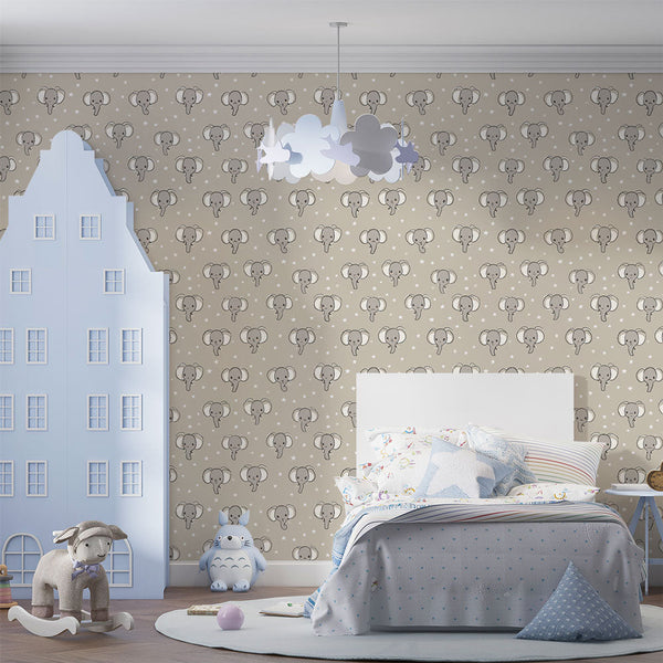 Elephant Wallpaper | Sweet Elephants and Scattered Stars