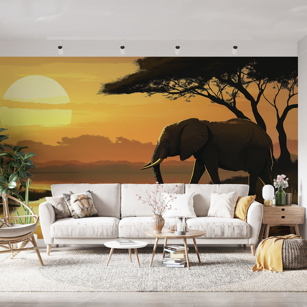 Elephant Sunset Wallpaper | Silhouettes by the Water
