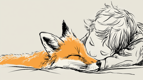 Children's Wallpaper | Sleeping Child with a Peaceful Fox