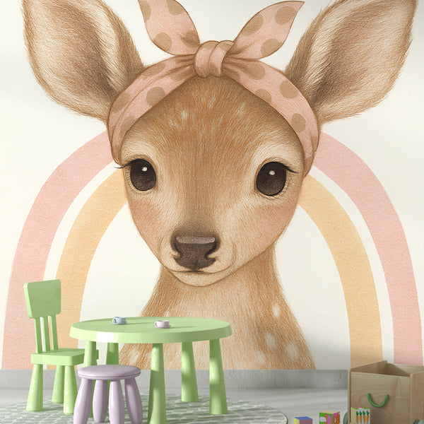 Fawn Wallpaper | Adorable Fawn with a Polka Dot Headband