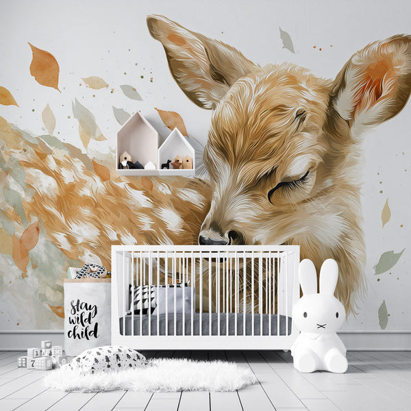 Fawn Wallpaper | Gentle Deer Surrounded by Autumn Leaves