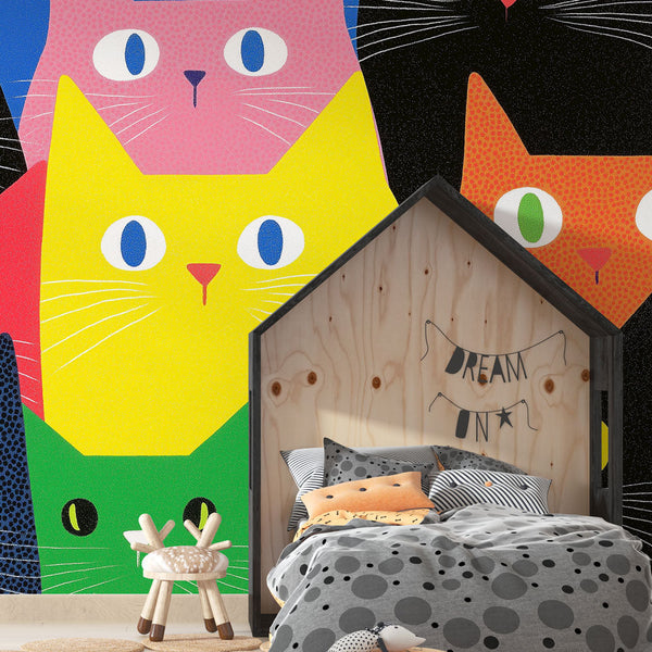 Colorful Felines Wallpaper | Stylized Cats in Vivid Hues