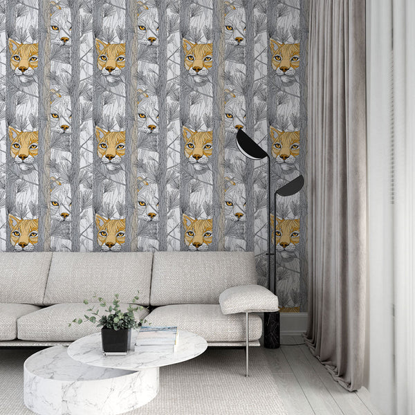 Cat Wallpaper | Artistic Felines Among Branches and Leaves