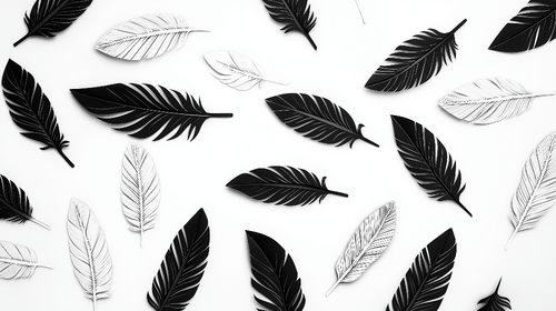 Bicolor Foliage Wallpaper | Black White Leaves Wall Mural