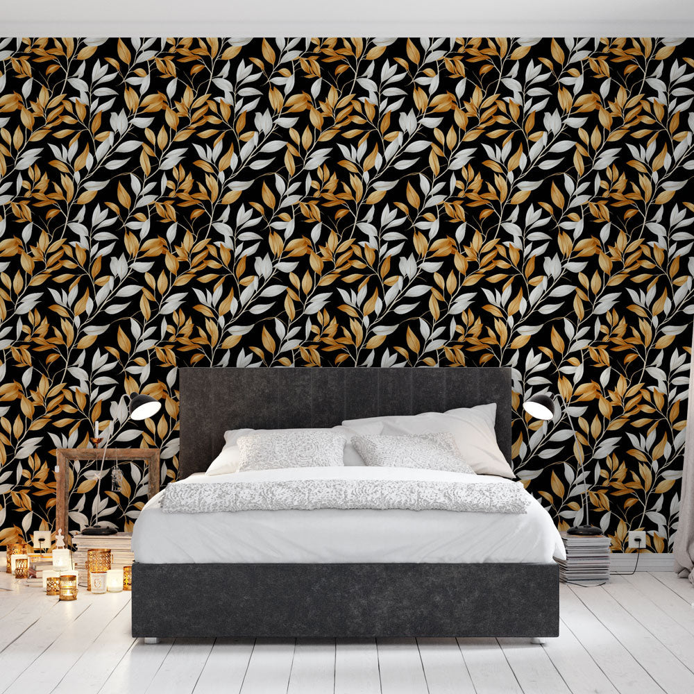 Black & Gold Foliage Wallpaper | Luxe Wall Mural