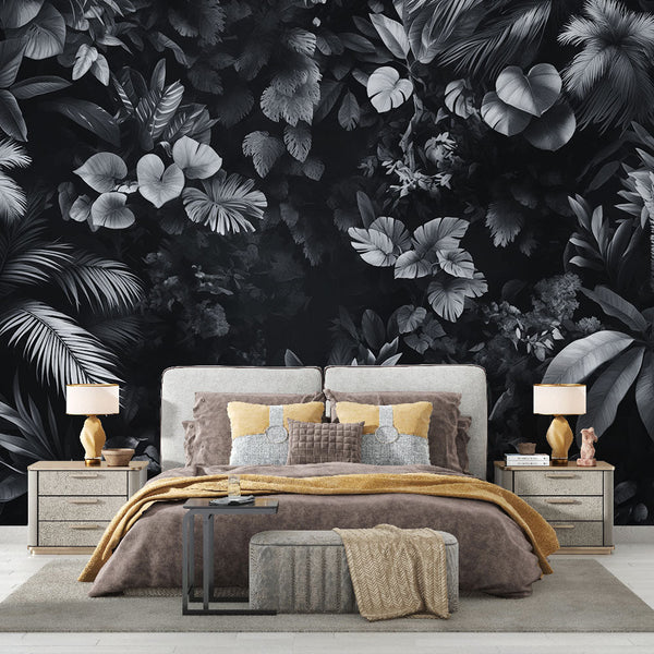 Foliage Wallpaper | Equatorial Forest Black White