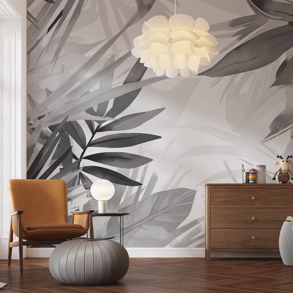 Pastel Foliage Wallpaper | Black and White